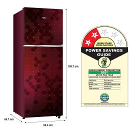 Whirlpool NEO278GD PRM, 235 L 2 Star Frost-Free Double Door Refrigerator, 10 Years Warranty on Compressor, Swarna Ruby