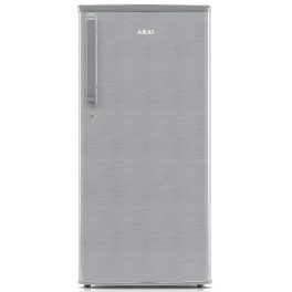 Akai AKDD2101-PHLG, 190 (L) 1 Star Direct Cool Single Door Refrigerator – Manual Defrost, Compact Home Fridge with LED Light, Crisper, Hair Line Grey