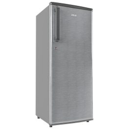 Akai AKDD2353-PHLG, 215 (L) 3 Star Direct Cool-Single Door Refrigerator, Wide Voltage, Manual+Push Defrost, Soft Crisper, LED Light, Hair Line Grey