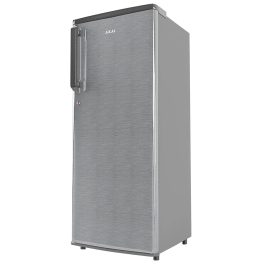 Akai AKDD2353-PHLG, 215 (L) 3 Star Direct Cool-Single Door Refrigerator, Wide Voltage, Manual+Push Defrost, Soft Crisper, LED Light, Hair Line Grey