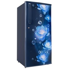 Akai AKDD2101-PCFB, 190 (L) 1 Star Direct Cool Single Door Refrigerator – Manual Defrost, Compact Home Fridge with LED Light, Crisper, R600a Gas, Glossier Blue