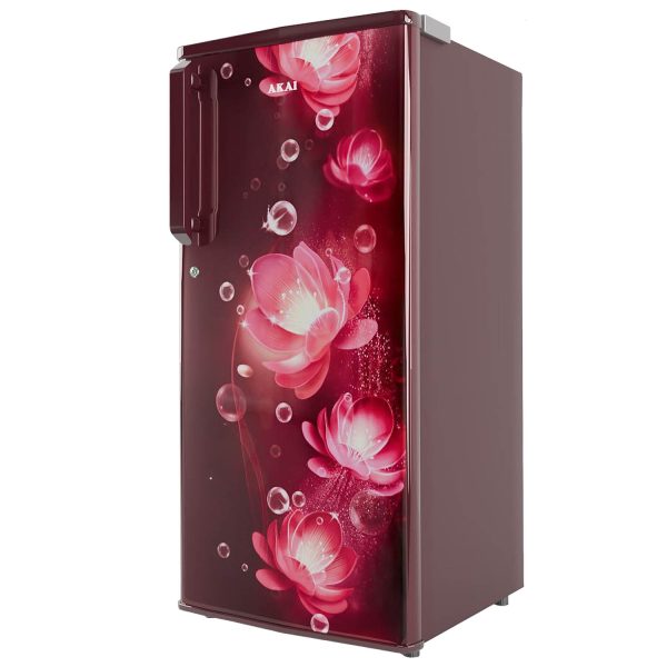 Akai AKDD2101-PCFW, 190 (L) 1 Star Direct Cool Single Door Refrigerator – Manual Defrost, Compact Home Fridge with LED Light, Crisper, R600a Gas, Glossier Wine
