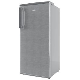 Akai AKDD2101-PHLG, 190 (L) 1 Star Direct Cool Single Door Refrigerator – Manual Defrost, Compact Home Fridge with LED Light, Crisper, Hair Line Grey