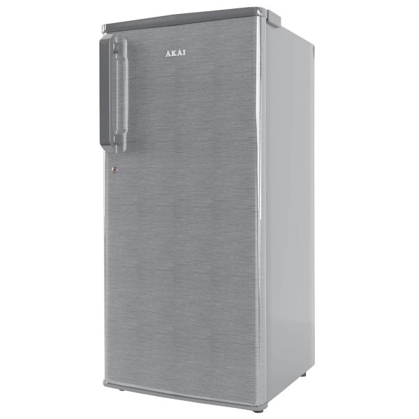 Akai AKDD2101-PHLG, 190 (L) 1 Star Direct Cool Single Door Refrigerator – Manual Defrost, Compact Home Fridge with LED Light, Crisper, Hair Line Grey