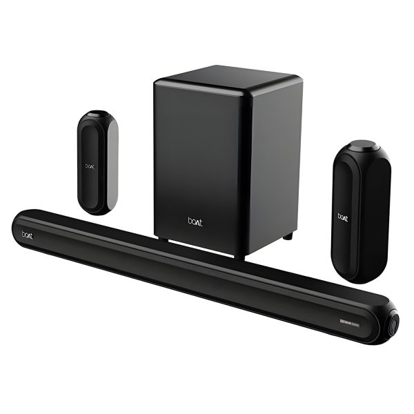 boAt Aavante Bar 3200D,5.1 Channel Soundbar with Powerful Subwoofer, 3D Surround Sound and Dolby Audio, Dual Wireless Rear Satellite Speakers, Multiple Connectivity Modes (Premium Black)