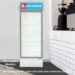 ICEMAKE IMVC450, Single Door Visi Cooler (457 Liter), Fog-Free Glass, Adjustable Shelves & Vertical LED Light, Grey