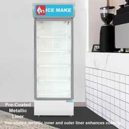 ICEMAKE IMVC550, Single Door Visi Cooler (569 Liter), Fog-Free Glass, Adjustable Shelves & Vertical LED Light, Grey