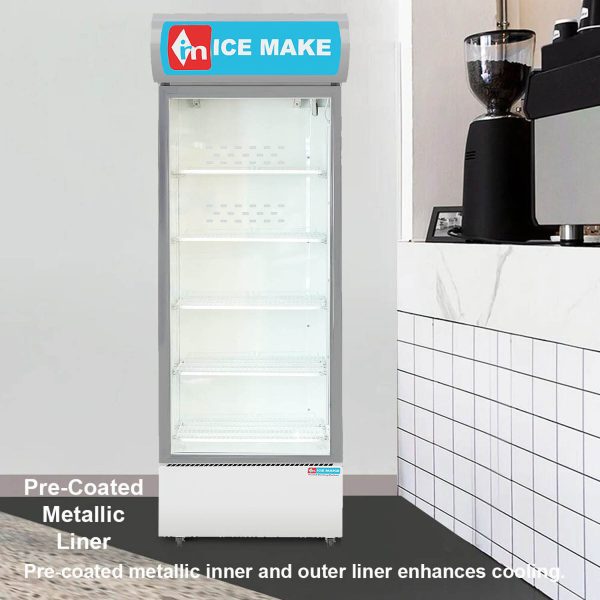 ICEMAKE IMVC550, Single Door Visi Cooler (569 Liter), Fog-Free Glass, Adjustable Shelves & Vertical LED Light, Grey