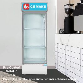 Icemake IMVC300, Single Door Visi Cooler (333 Liter) with Fog-Free Glass, Adjustable Shelves and Toughened Glass, Grey