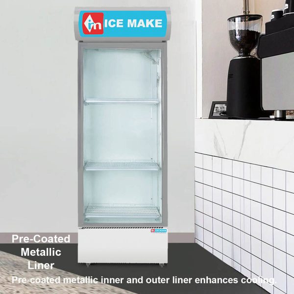 Icemake IMVC300, Single Door Visi Cooler (333 Liter) with Fog-Free Glass, Adjustable Shelves and Toughened Glass, Grey