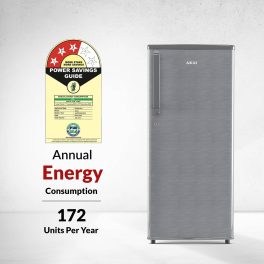 Akai AKDD2353-PHLG, 215 (L) 3 Star Direct Cool-Single Door Refrigerator, Wide Voltage, Manual+Push Defrost, Soft Crisper, LED Light, Hair Line Grey