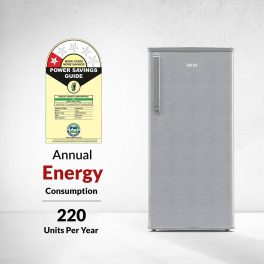 Akai AKDD2101-PHLG, 190 (L) 1 Star Direct Cool Single Door Refrigerator – Manual Defrost, Compact Home Fridge with LED Light, Crisper, Hair Line Grey