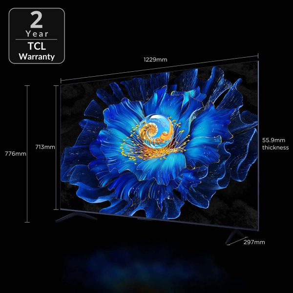 TCL 55C6KS, Premium QD-Mini QLED TV, 139cm (55 inch) QLED 4K Ultra HD HDR Google TV (Google Assistant, BBC iPlayer, Dolby Atmos, Dolby Vision, HDR10+, 120Hz Game Accelerator, DTS Virtual X, Motion Clarity, Black