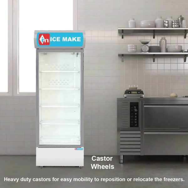 ICEMAKE IMVC550, Single Door Visi Cooler (569 Liter), Fog-Free Glass, Adjustable Shelves & Vertical LED Light, Grey