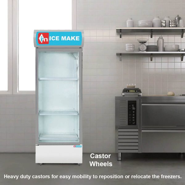 Icemake IMVC300, Single Door Visi Cooler (333 Liter) with Fog-Free Glass, Adjustable Shelves and Toughened Glass, Grey