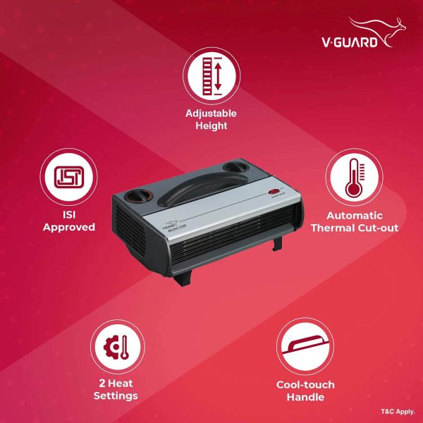V-Guard RH2HC 2100, convenience Fan Room Heater, Overheating protection with low-noise operation, Black