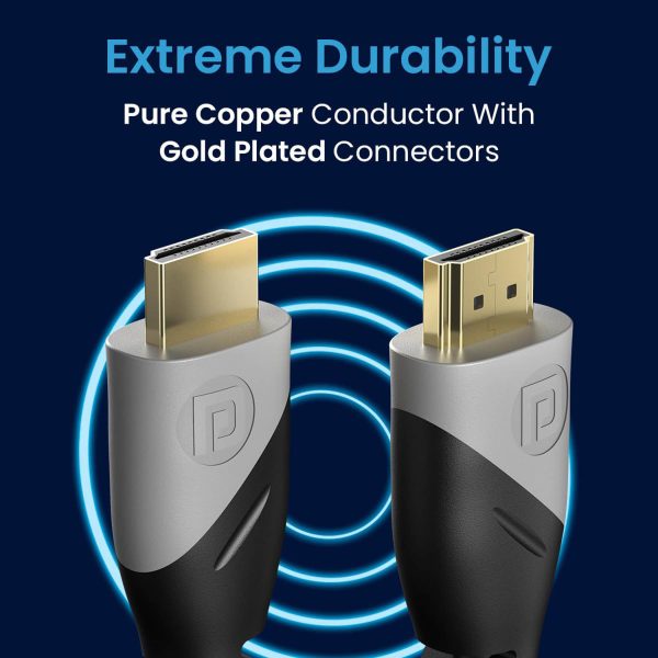 Portronics 2059 K-Sync, 4K 60Hz HDMI to HDMI Cable, 5M Length with Support eARC and Compatible with Smart HDTV, Laptop, Monitor, Projector, eARC enable Soundbar, Black