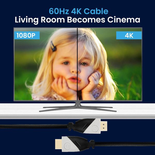 Portronics 2059 K-Sync, 4K 60Hz HDMI to HDMI Cable, 5M Length with Support eARC and Compatible with Smart HDTV, Laptop, Monitor, Projector, eARC enable Soundbar, Black