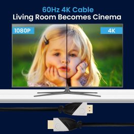 Portronics 2057 K-Sync, 4K 60Hz HDMI to HDMI Cable, 1.5M Length with Support eARC and Compatible with Smart HDTV, Laptop, Monitor, Projector, eARC enable Soundbar, Black