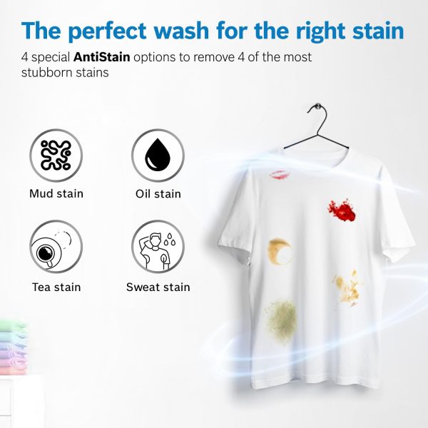 BOSCH WGA254ZSIN, 10 kg 5 Star 1400 RPM Fully Automatic Front Load Washing Machine, Built-in Heater and Steam Care, Silver