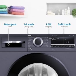 BOSCH WGA254ZPIN, 10 kg 5 Star 1400 RPM Fully Automatic Front Load Washing Machine, Built-in Heater and Steam Care, Dark Lake