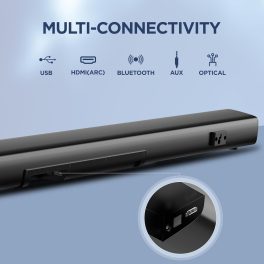 boAt Aavante Bar Quake, Wired Subwoofer, 200W RMS Signature Sound, 2.1CH, Multiple Ports, Bass & Treble Controls, 4 EQ Modes, Bluetooth Sound bar, Home Theatre Soundbar Speaker (Midnight Black)