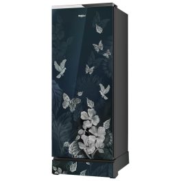 Whirlpool 215 IMPRO GD ROY, 192 Litre 3 Star Icemagic Pro Direct Cool-Single Door Glass Finish Refrigerator with Base Drawer, Inverter Compressor and and Upto 7 Days Garden Freshness, Silvia