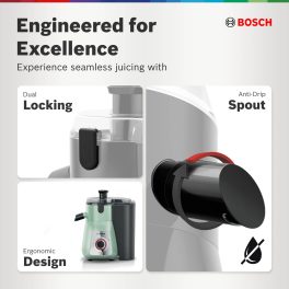 Bosch MJ4412A1GI, 2 Jar-True Mixx Juicer Mixer Grinder, 750W Standalone, Dual Locking System, Anti Drip Spout, 100% Copper Moter, Ming Green