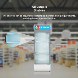 Icemake IMVC300, Single Door Visi Cooler (333 Liter) with Fog-Free Glass, Adjustable Shelves and Toughened Glass, Grey