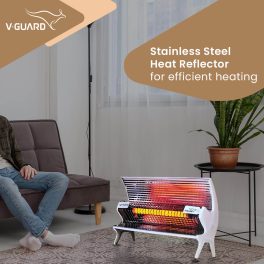 V-Guard Ceramic Heater RH1000 CH 1000 W White Quartz Room Heater, White