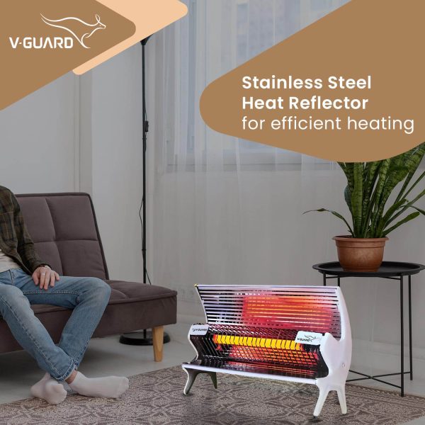 V-Guard Ceramic Heater RH1000 CH 1000 W White Quartz Room Heater, White
