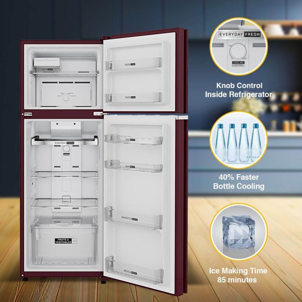 Whirlpool NEO278GD PRM, 235 L 2 Star Frost-Free Double Door Refrigerator, 10 Years Warranty on Compressor, Swarna Ruby