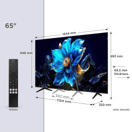 TCL 65P7K-UK, 165.1cm (65 inch) QLED 4K Ultra HD HDR Google TV (Google Assistant, BBC iPlayer, Dolby Atmos, Dolby Vision, HDR10+, 120Hz Game Accelerator, Motion Clarity, Black