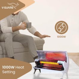V-Guard Ceramic Heater RH1000 CH 1000 W White Quartz Room Heater, White