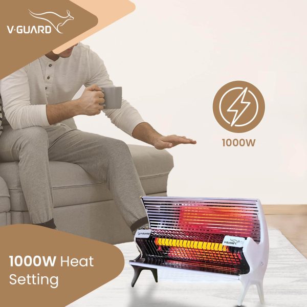 V-Guard Ceramic Heater RH1000 CH 1000 W White Quartz Room Heater, White