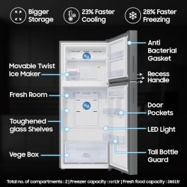 Samsung RT80F51C2FHL, 467 Liter 2 Star 5-in-1 Convertible, WiFi Enabled, Bespoke AI With Twin Cooling Frost Free Double Door Refrigerator, Digital Inverter, Black DOI