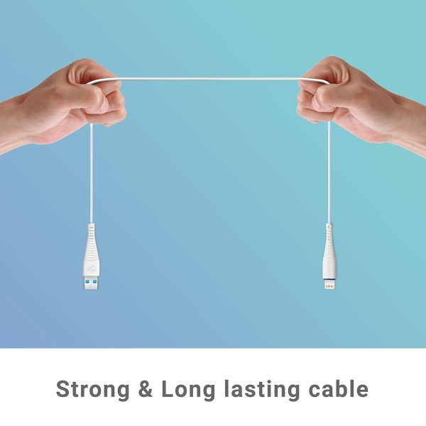 Zebronics ZEB-ULC101 USB to Lighting Cable with 2A efficient Charging, 1 Meter Long Durable Design, Compatible with iPhone, iPad, Macbook, iMac, AirPods, and Data Transfer Feature. (White)