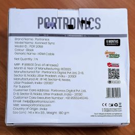 Portronics 2059 K-Sync, 4K 60Hz HDMI to HDMI Cable, 5M Length with Support eARC and Compatible with Smart HDTV, Laptop, Monitor, Projector, eARC enable Soundbar, Black