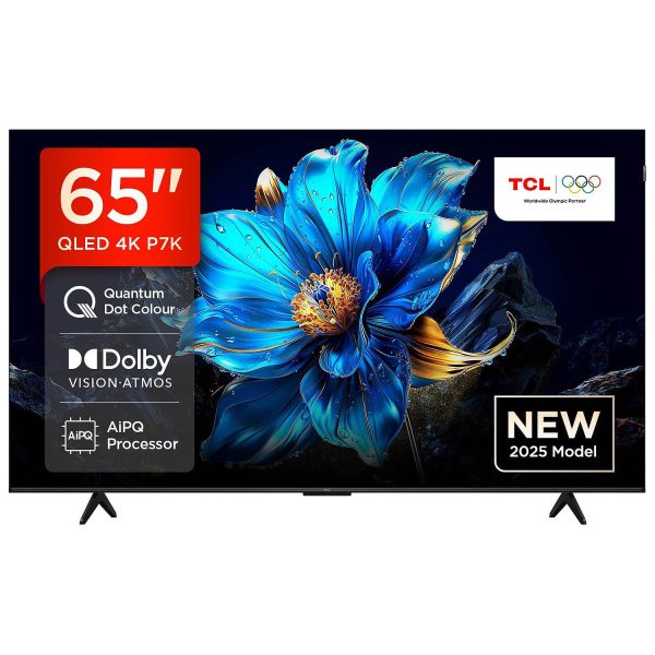 TCL 65P7K-UK, 165.1cm (65 inch) QLED 4K Ultra HD HDR Google TV (Google Assistant, BBC iPlayer, Dolby Atmos, Dolby Vision, HDR10+, 120Hz Game Accelerator, Motion Clarity, Black