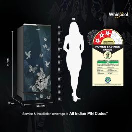 Whirlpool 215 IMPRO GD ROY, 192 Litre 3 Star Icemagic Pro Direct Cool-Single Door Glass Finish Refrigerator with Base Drawer, Inverter Compressor and and Upto 7 Days Garden Freshness, Silvia