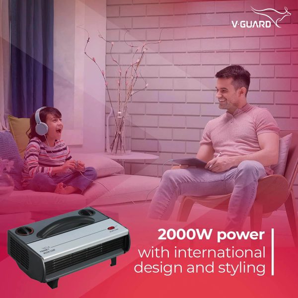 V-Guard RH2HC 2100, convenience Fan Room Heater, Overheating protection with low-noise operation, Black