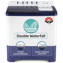 Voltas Beko WTT120UPABL5KPTD, A Tata Product 12 Kg 5 Star Semi-Automatic Top Load Washing Machine, Special pulsator and Double waterfall Technology, Blue