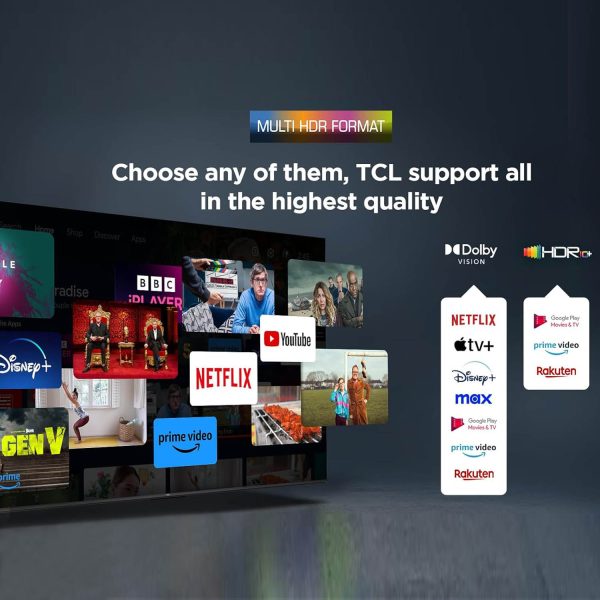 TCL 65P7K-UK, 165.1cm (65 inch) QLED 4K Ultra HD HDR Google TV (Google Assistant, BBC iPlayer, Dolby Atmos, Dolby Vision, HDR10+, 120Hz Game Accelerator, Motion Clarity, Black
