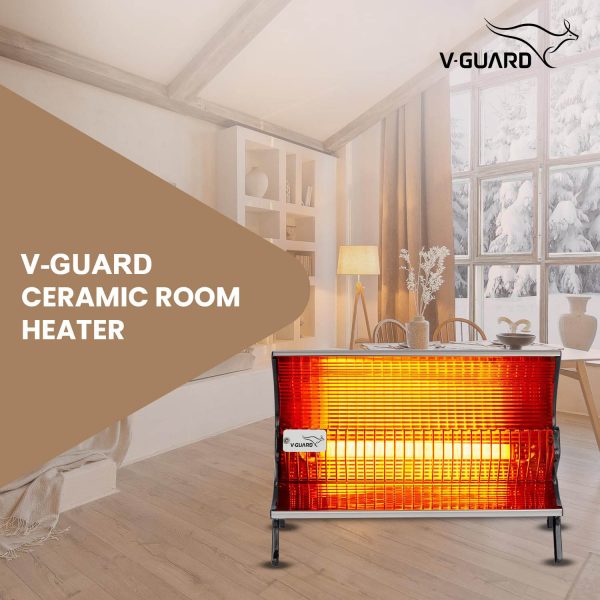 V-Guard Ceramic Heater RH1000 CH 1000 W White Quartz Room Heater, White