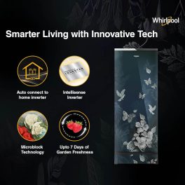 Whirlpool 215 IMPRO GD ROY, 192 Litre 3 Star Icemagic Pro Direct Cool-Single Door Glass Finish Refrigerator with Base Drawer, Inverter Compressor and and Upto 7 Days Garden Freshness, Silvia