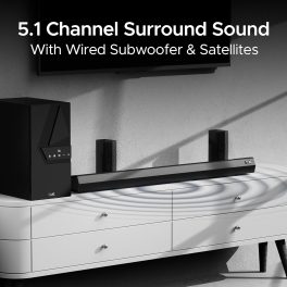 boAt Aavante Bar 3500, Bluetooth Soundbar with 500W RMS Immersive Sound, 5.1 Channel with Subwoofer, Wired Rear Speakers, (Premium Black)