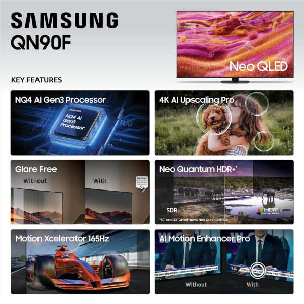 Samsung 55QN90F, (138cm) 55-Inch Class Neo Series, Vision AI, Mini LED Smart TV (2025 Model) Neo Quantum HDR+, Object Tracking Sound+ w/Dolby Atmos, Glare Free, Gaming Hub, Alexa Built-in, Black