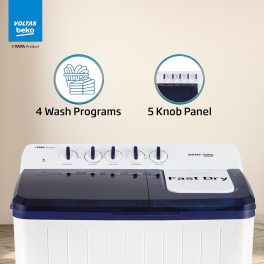 Voltas Beko WTT120UPABL5KPTD, A Tata Product 12 Kg 5 Star Semi-Automatic Top Load Washing Machine, Special pulsator and Double waterfall Technology, Blue