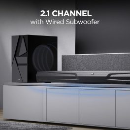 boAt Aavante Bar Quake, Wired Subwoofer, 200W RMS Signature Sound, 2.1CH, Multiple Ports, Bass & Treble Controls, 4 EQ Modes, Bluetooth Sound bar, Home Theatre Soundbar Speaker (Midnight Black)