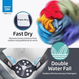 Voltas Beko WTT120UPABL5KPTD, A Tata Product 12 Kg 5 Star Semi-Automatic Top Load Washing Machine, Special pulsator and Double waterfall Technology, Blue